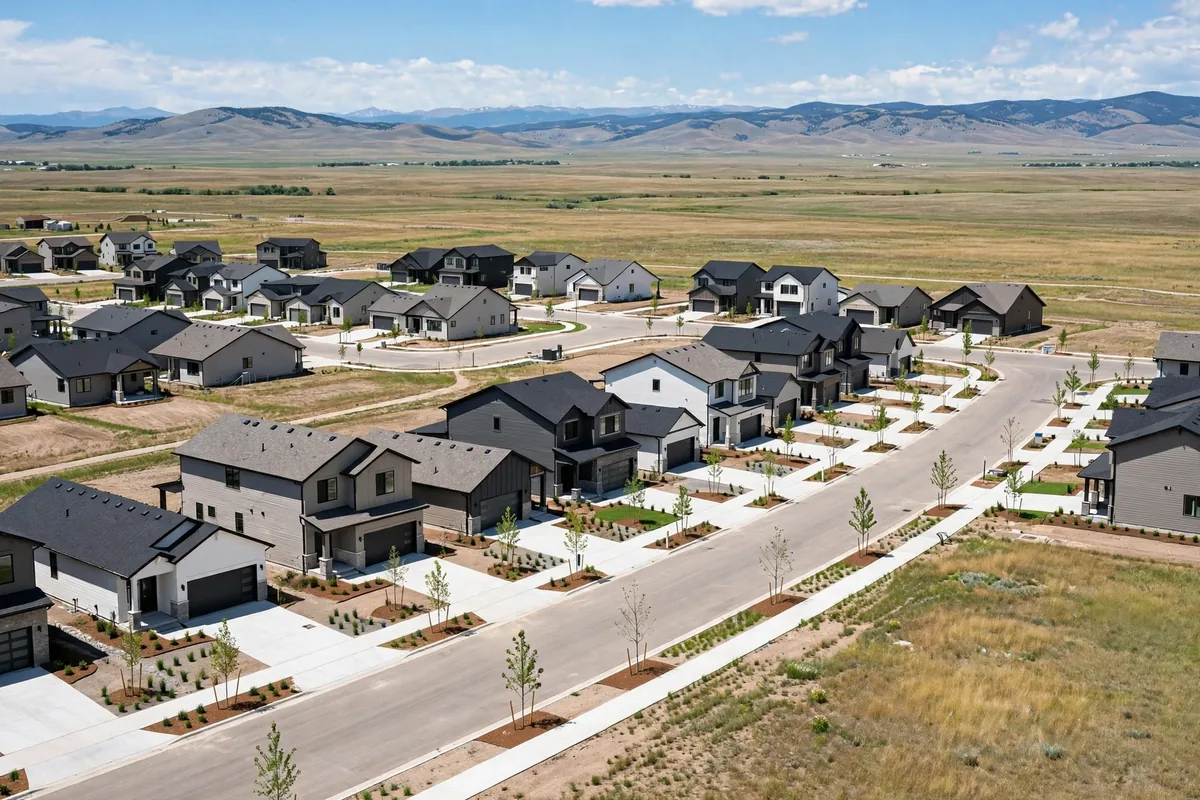Newer subdivision homes in a growing southern Brighton, Colorado neighborhood